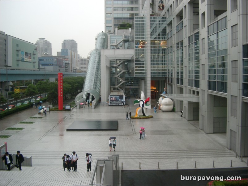 Overlooking first floor outside, Fuji TV building, Odaiba.