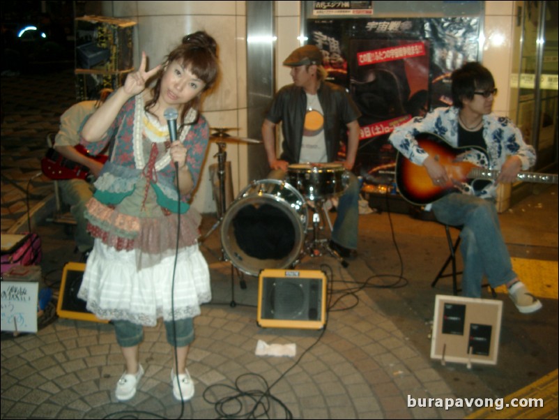 Band playing outside Shinjuku station.