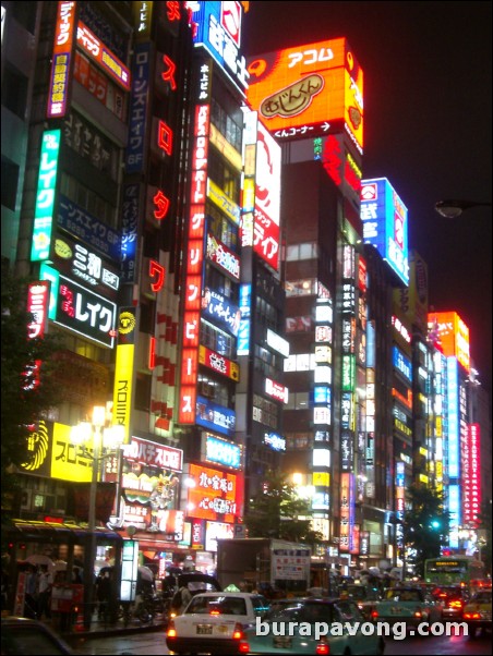 East Shinjuku at night.