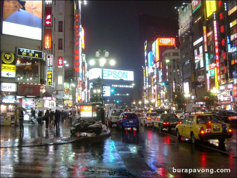 East Shinjuku at night.