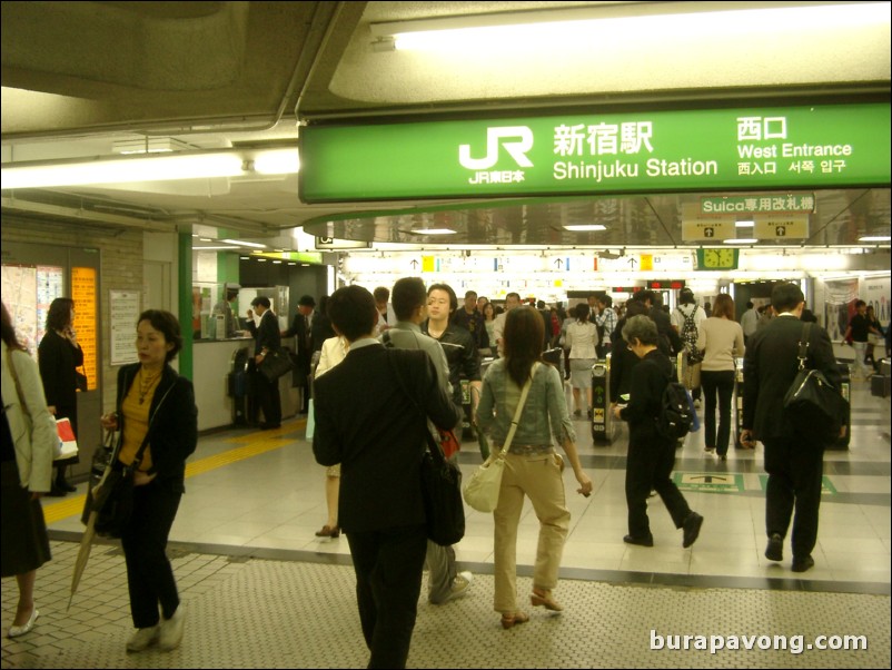 Inside Shinjuku station.