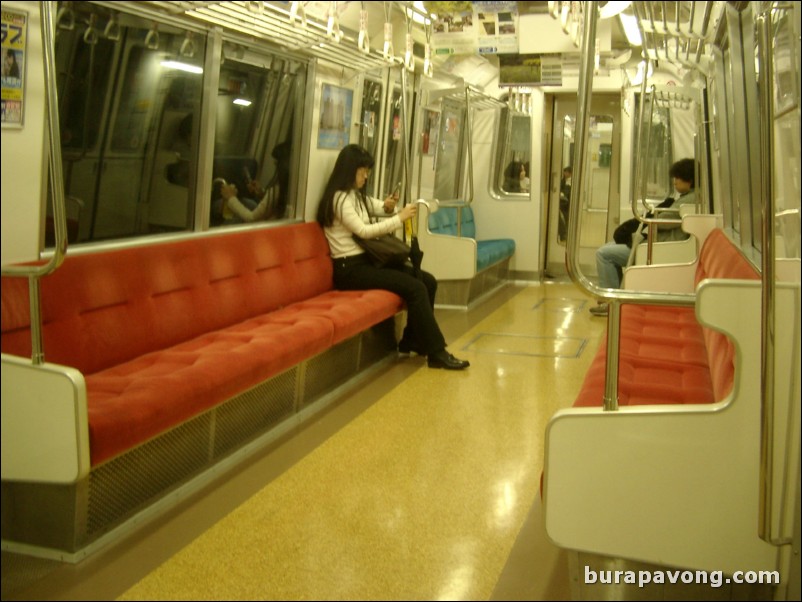 Inside a train.