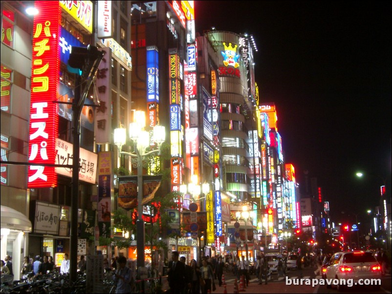 East Shinjuku at night.