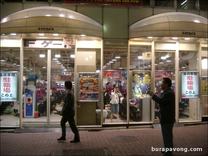 Outside a pachinko parlour in Kabuki-cho.