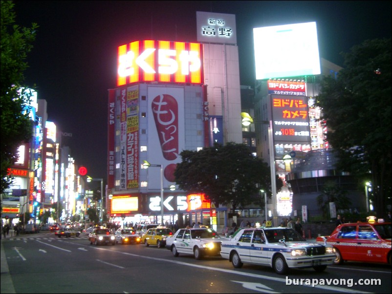 East Shinjuku at night.