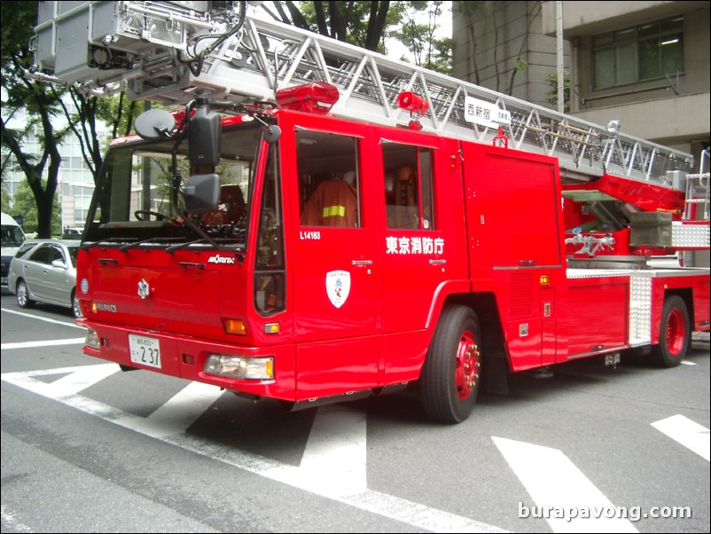 A fire truck, west Shinjuku.