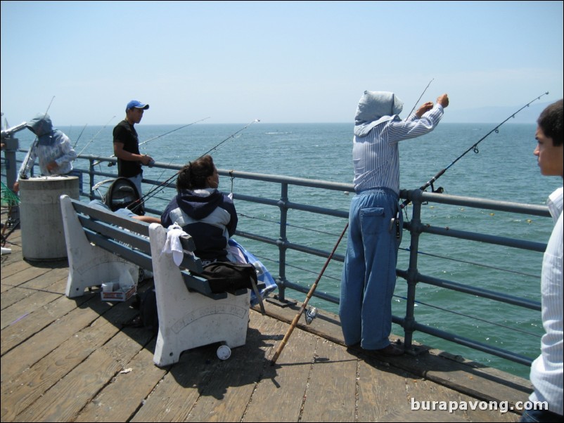 Fishing at Santa Monica Pier.