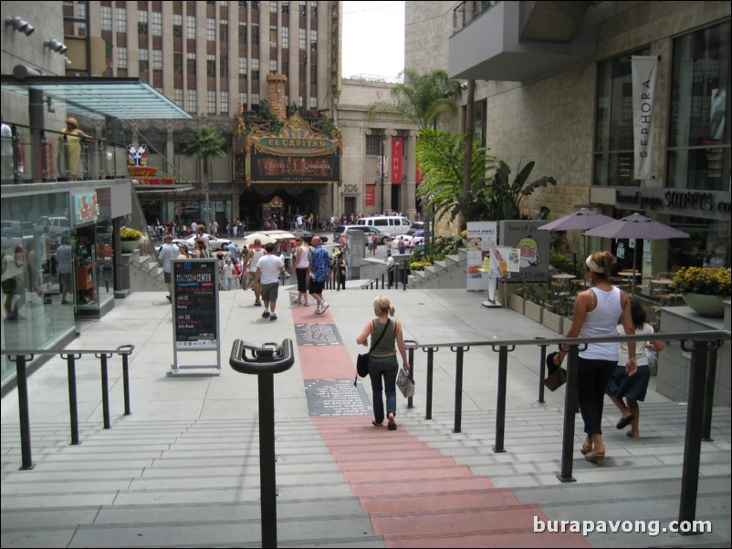 Steps leading down to Hollywood Boulevard from Hollywood and Highland Center.