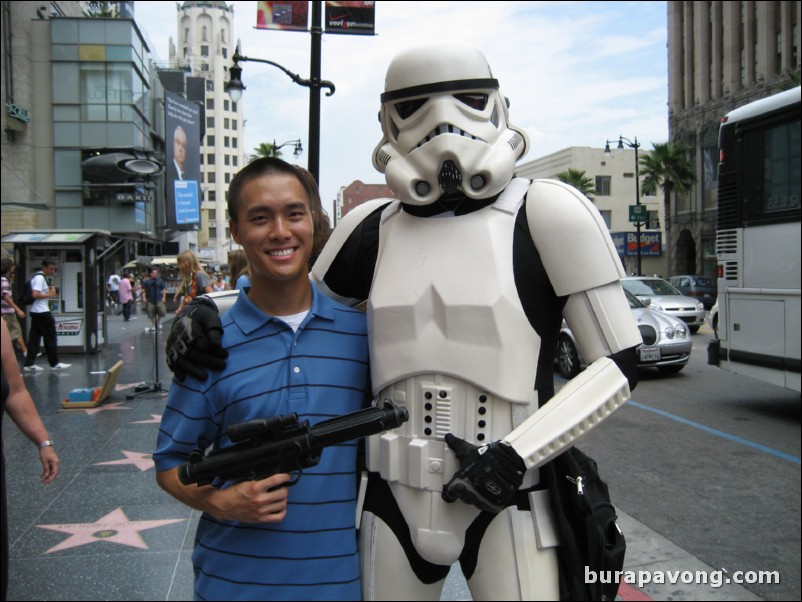 Posing with an Imperial Stormtrooper on the Hollywood Walk of Fame.