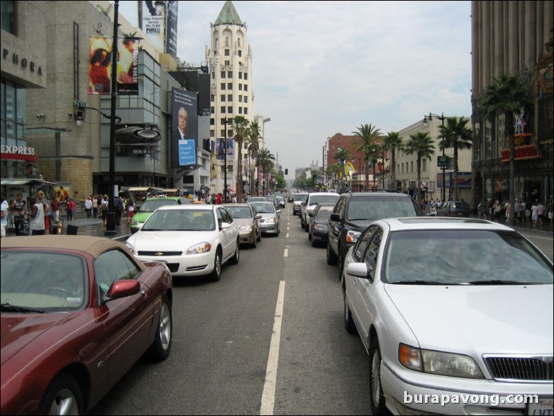 Traffic on Hollywood Boulevard.