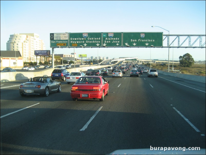 Heading back to SFO over Bay Bridge.