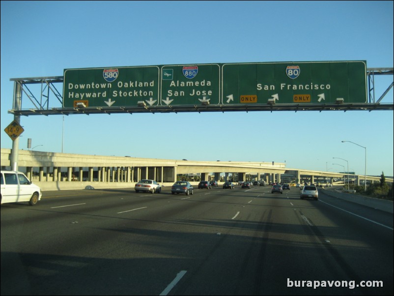 Heading back to SFO over Bay Bridge.