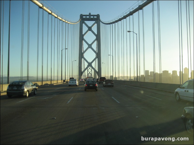 Heading back to SFO over Bay Bridge.