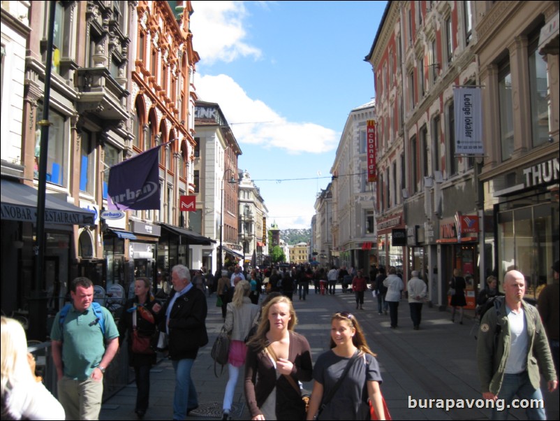 Downtown Oslo and shopping district.