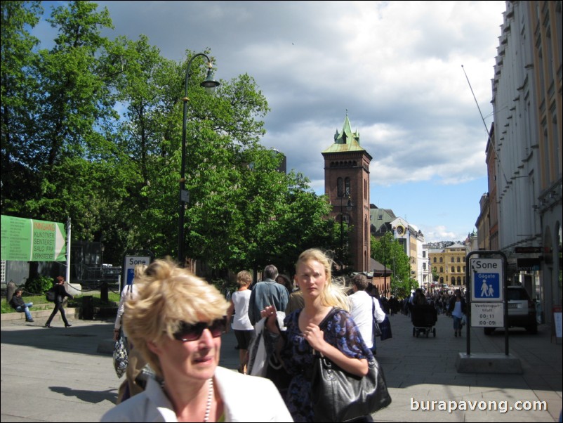 Downtown Oslo and shopping district.