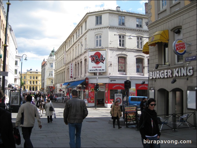 Downtown Oslo and shopping district.