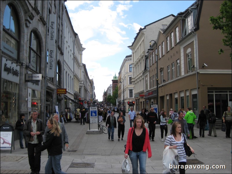 Downtown Oslo and shopping district.