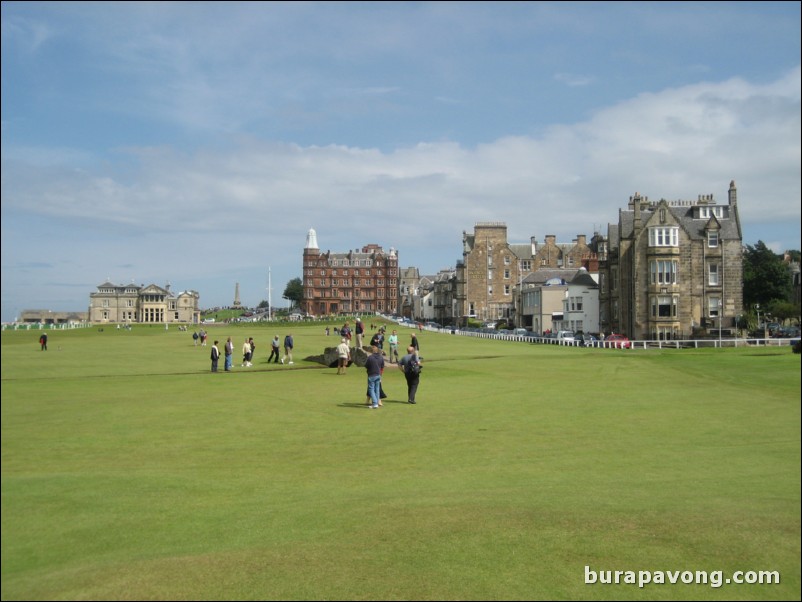 Sunday on The Old Course.  1st and 18th holes.