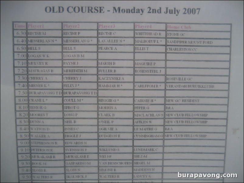 The Old Course Daily Ballot.