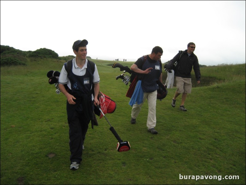 My caddy Olly and two other caddies.