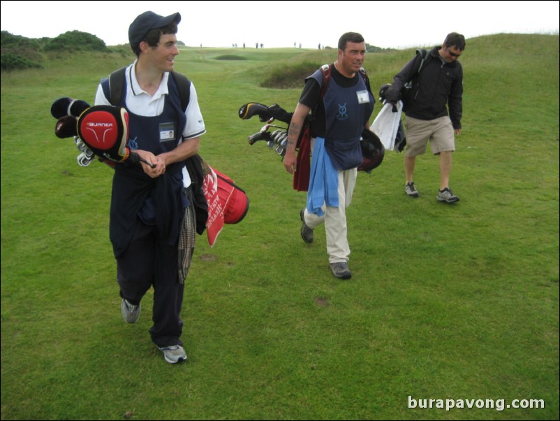 My caddy Olly and two other caddies.