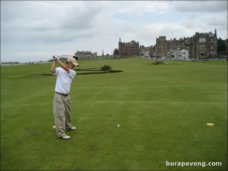 Teeing off at No. 18.