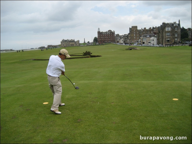 Teeing off at No. 18.