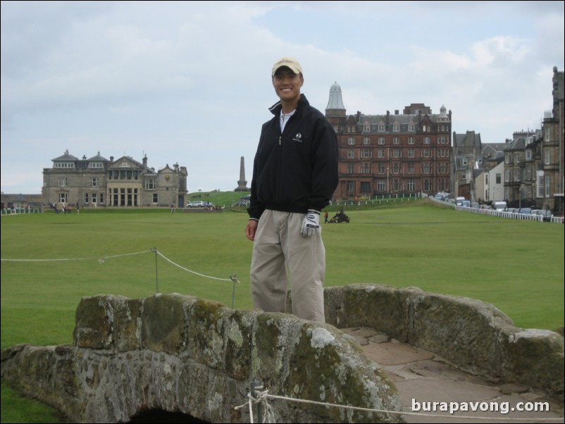 Doing the obligatory Swilcan Bridge pose.