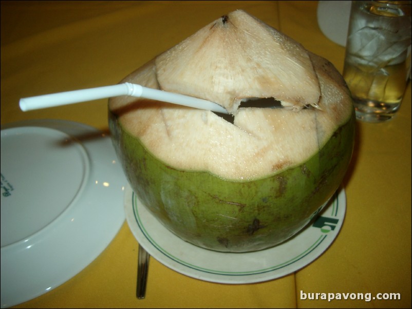 Young coconut, a very common drink in Thailand.