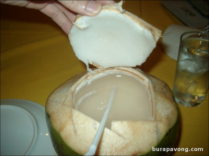 Young coconut, a very common drink in Thailand.