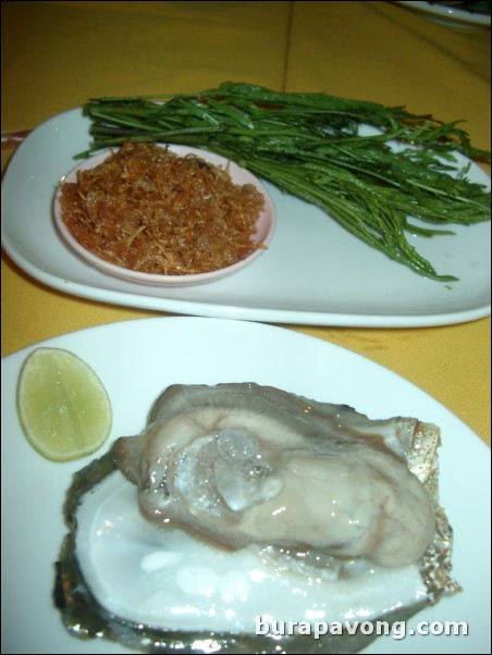 Oyster dish with fried onions.