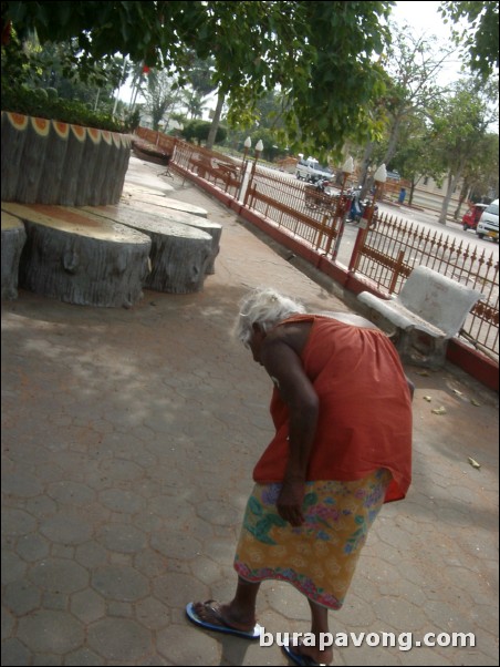 This lady has a major hunchback.