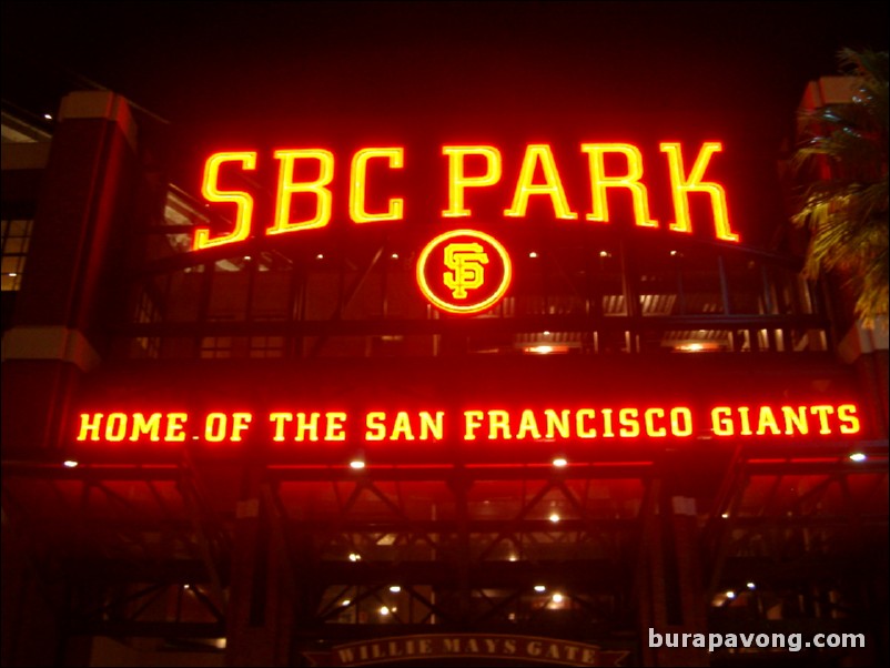 SBC Park at night.