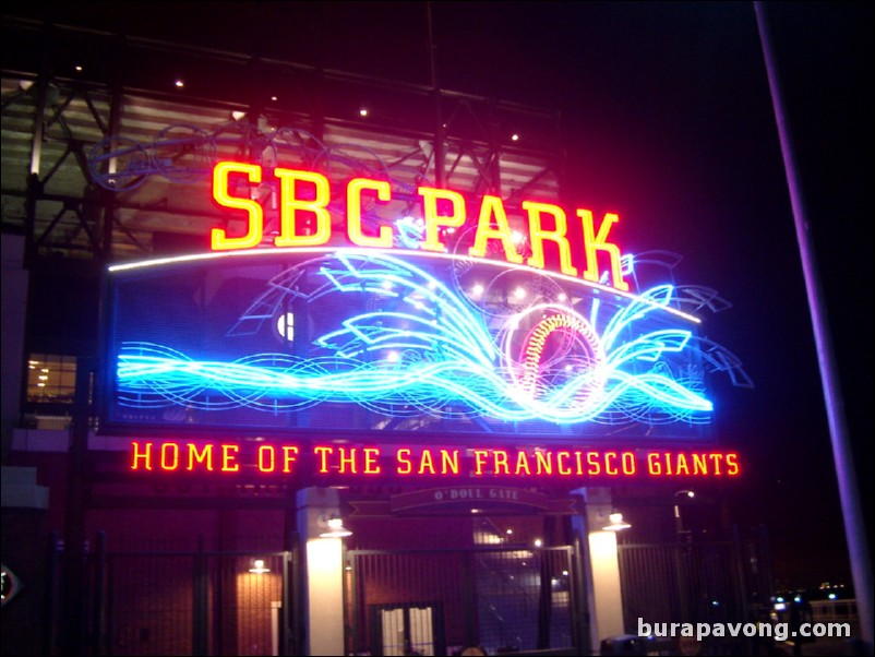 SBC Park at night.