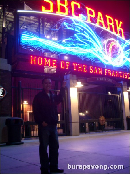 SBC Park at night.