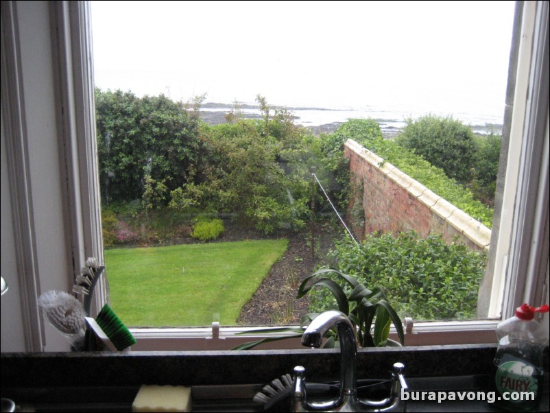 View of the North Sea/St. Andrews Bay from Mrs. Hippisley's kitchen.