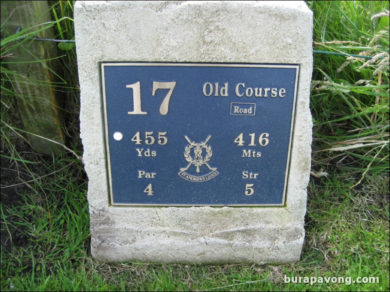 Sunday on The Old Course.  No 17, the Road Hole.