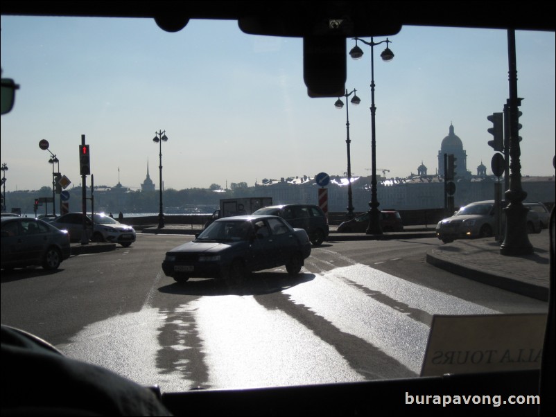 Traffic along the River Neva.