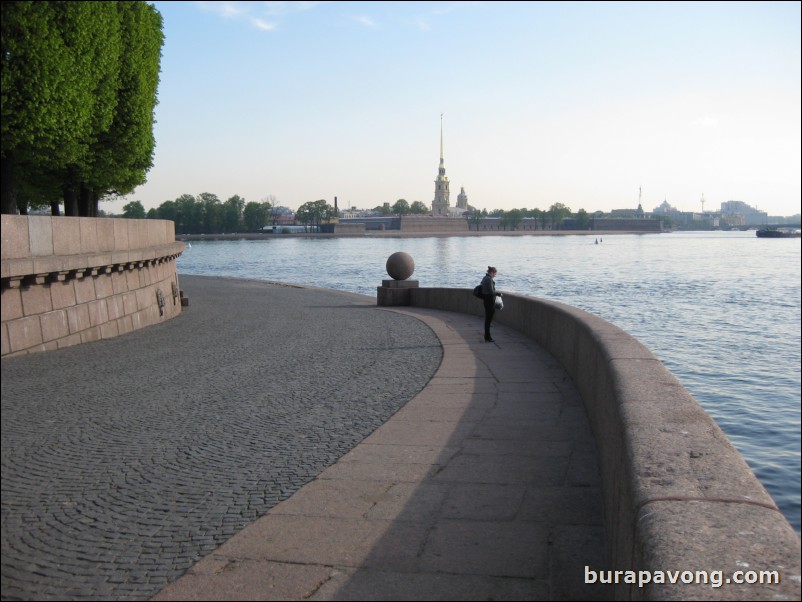 Downtown St. Petersburg / The Spit of Bazil (Vasilyevsky) Island. River Neva and Peter and Paul Fortress in background.