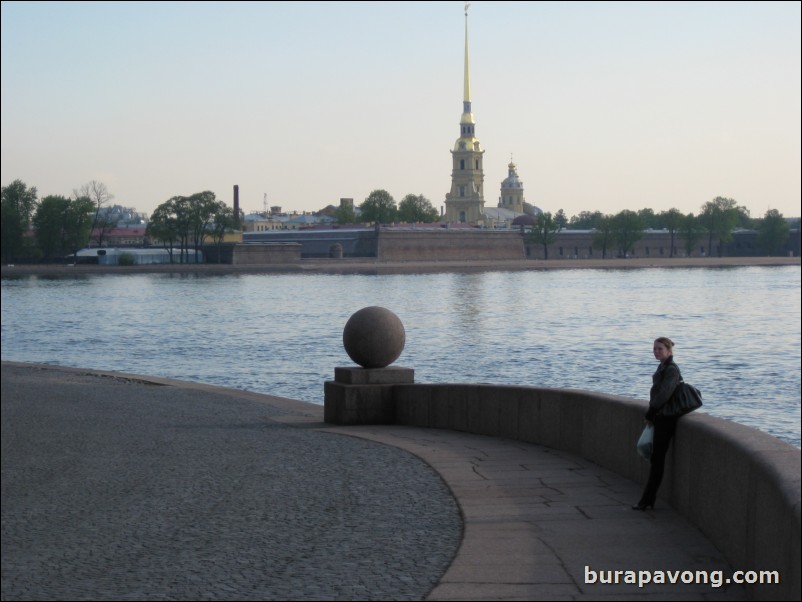 Downtown St. Petersburg / The Spit of Bazil (Vasilyevsky) Island. River Neva and Peter and Paul Fortress in background.