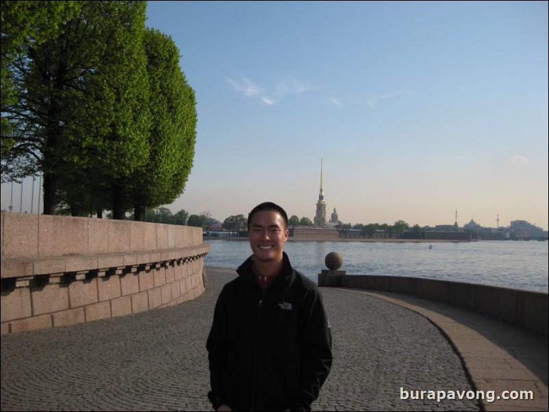 Downtown St. Petersburg / The Spit of Bazil (Vasilyevsky) Island. River Neva and Peter and Paul Fortress in background.