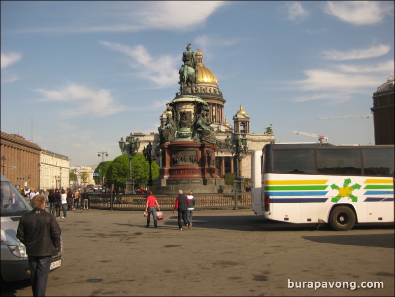 St Isaac's Square with the monument of Nicolas I and St Isaac's Cathedral.