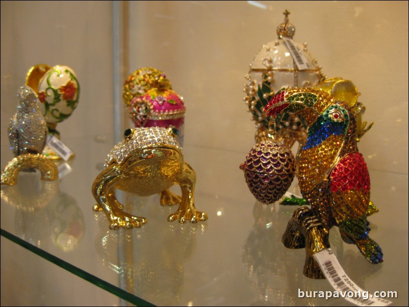 Inside the gift shop at St. Isaac's Square that sold Faberge egg replicas.