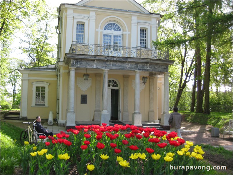 Outside Catherine's Palace in Tsarkoye Selo (Tsar's Village).