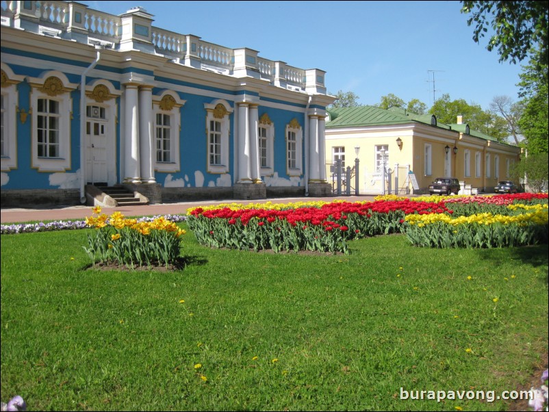 Outside Catherine's Palace in Tsarkoye Selo (Tsar's Village).