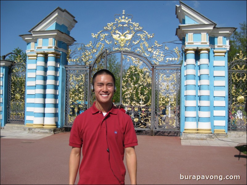 Outside Catherine's Palace in Tsarkoye Selo (Tsar's Village).