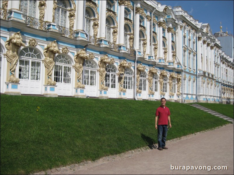 Outside Catherine's Palace in Tsarkoye Selo (Tsar's Village).