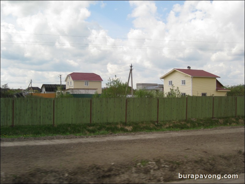 Small neighborhoods spotted along the highway headed towards Peterhof from Pushkin.