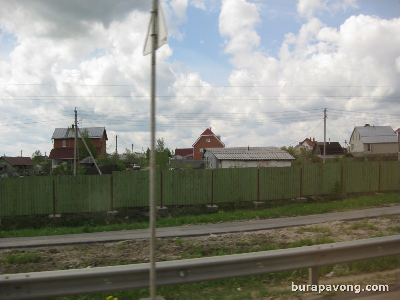 Small neighborhoods spotted along the highway headed towards Peterhof from Pushkin.