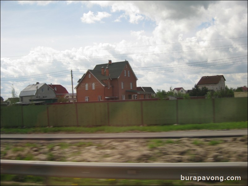 Small neighborhoods spotted along the highway headed towards Peterhof from Pushkin.